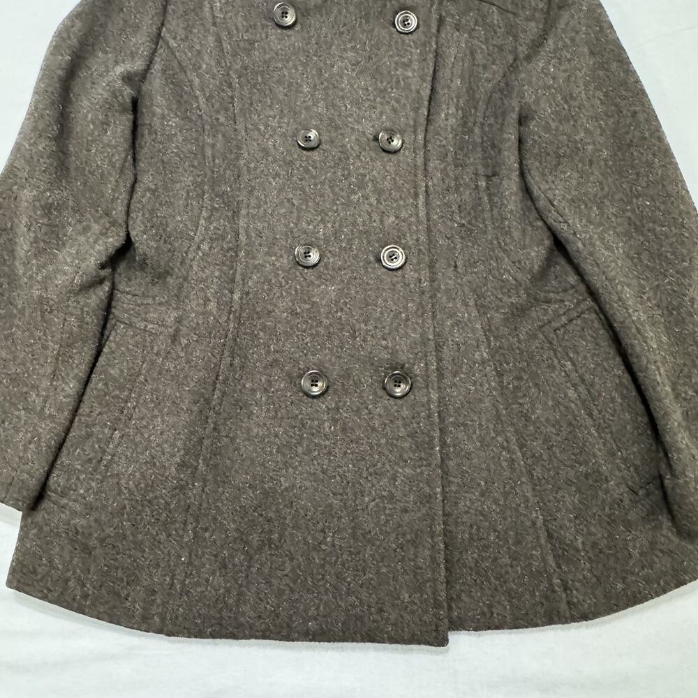 Cato Black Wool Blend Pea Coat Womens Double Breasted Warm Winter Jacket Classic - Picture 13 of 16